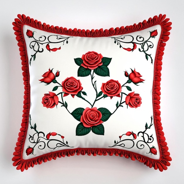 Haftowana poszewka z kwiatami